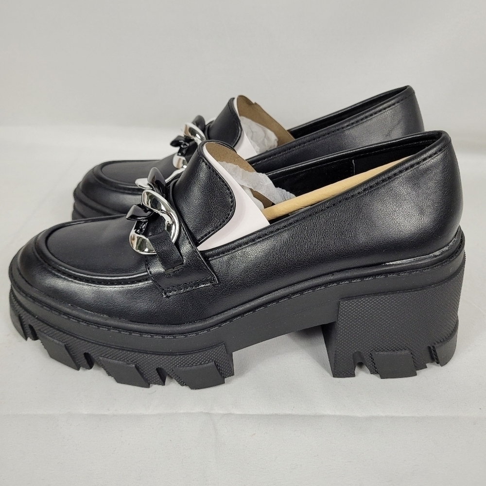 NIB JustFab Drew Lug Sole Loafers Black Size 8 MSRP $65 - Picture 3 of 9